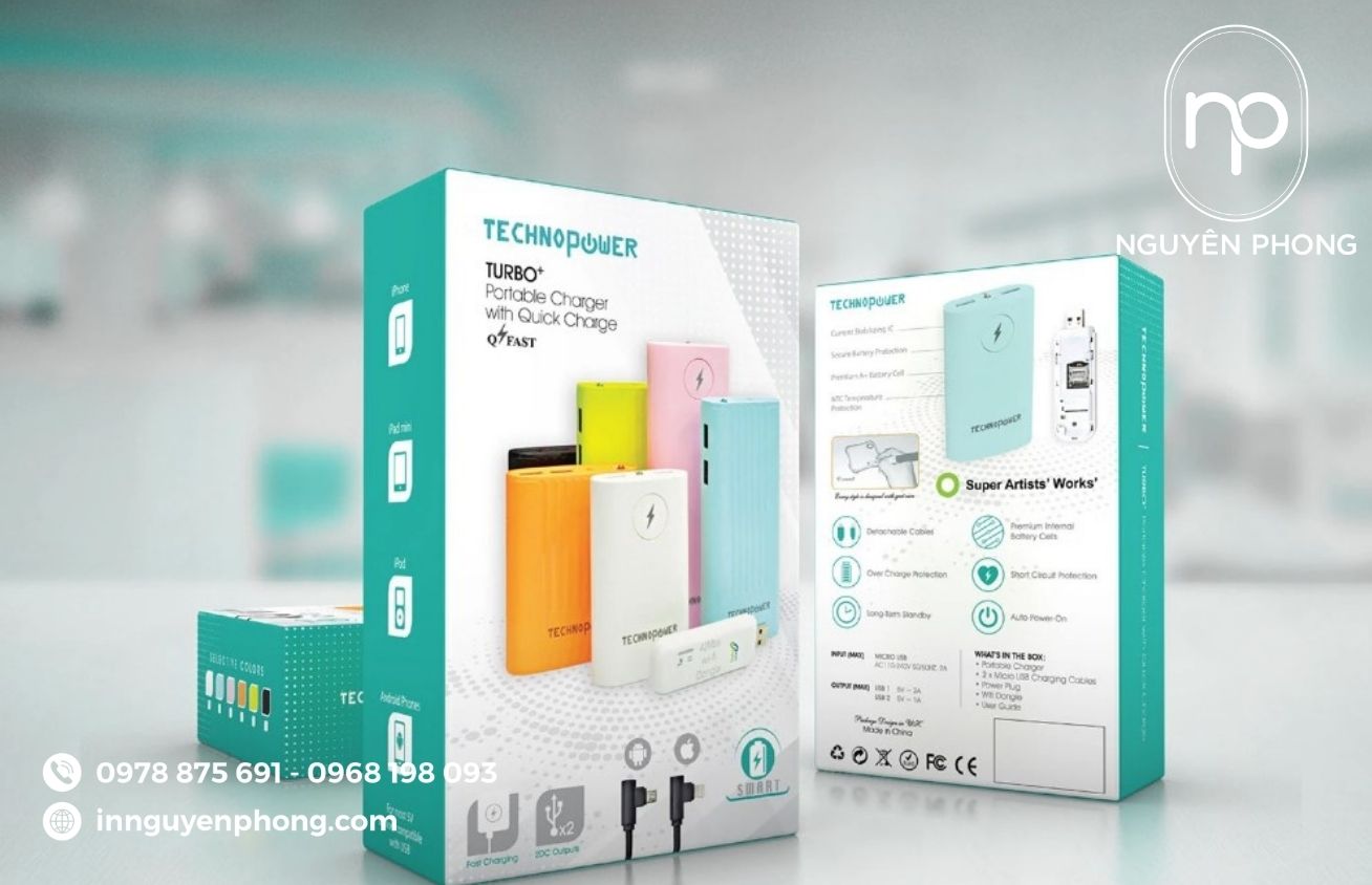 Mẫu hộp giấy đựng sạc dự phòng chất lượng 